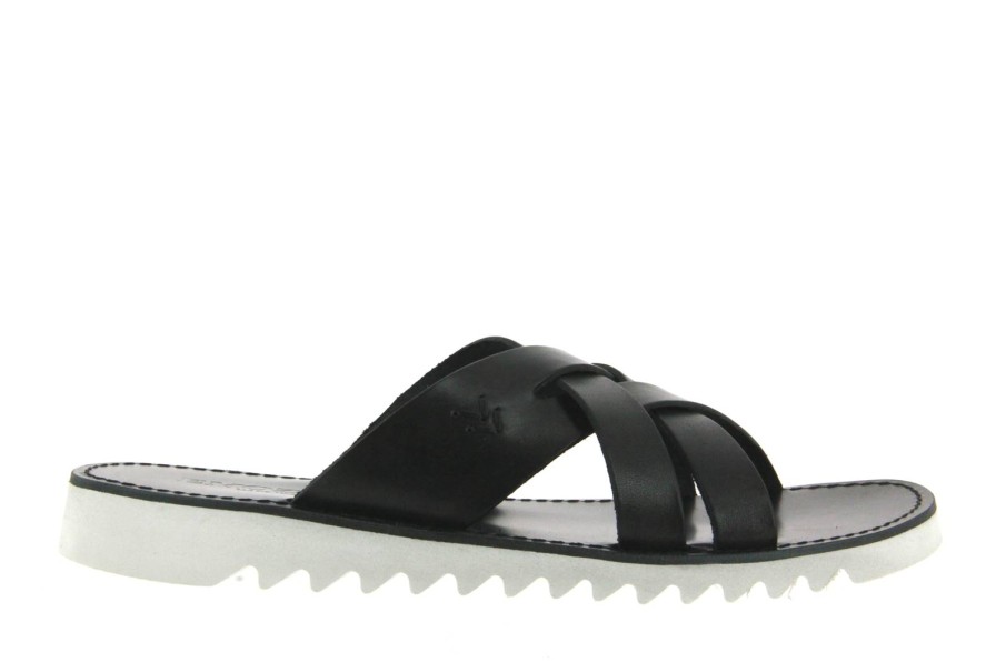 Men scarpa rossa Sandals | Emozioni Mule Leahter Black S. White