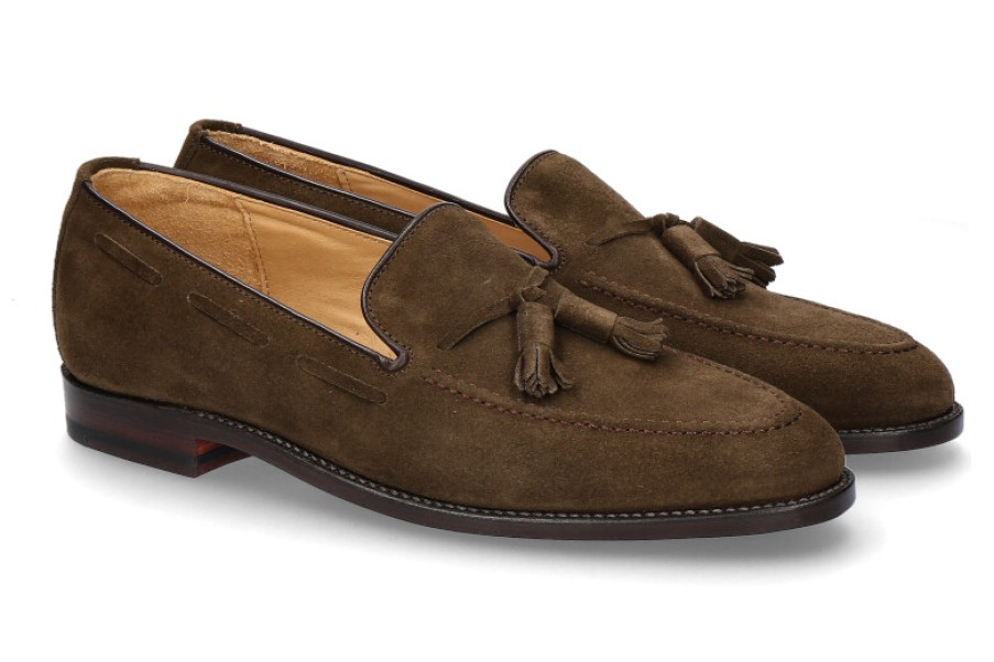 Men scarpa rossa Loafers | Ludwig Reiter Loafer Tassel Veloursleder Jagdgrun