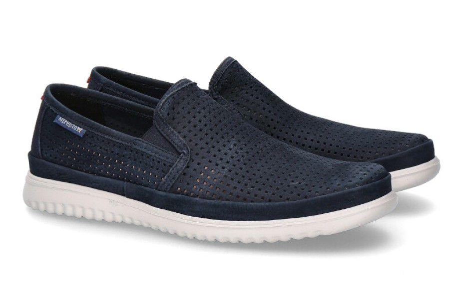 Men scarpa rossa Loafers | Mephisto Slipper Tiago Navy