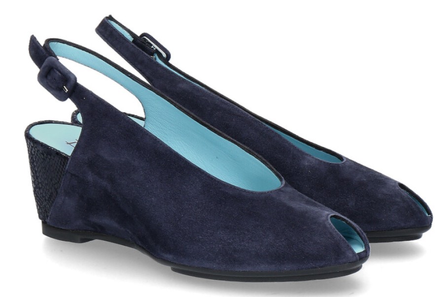 Women scarpa rossa Wedges | Thierry Rabotin Sandal Clayton Camoscio Dark Blue