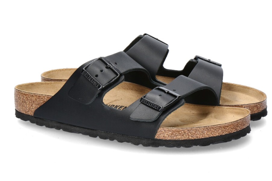 Men scarpa rossa Sandals | Birkenstock Pantolette Arizona Normal Leder- Schwarz