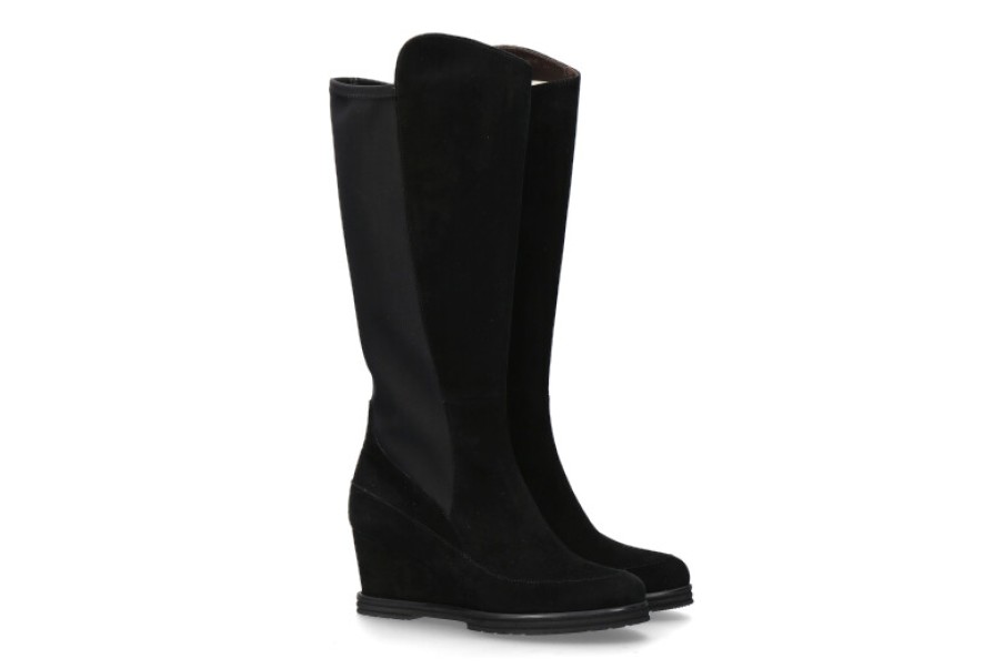 Women scarpa rossa Wedges | Brunate Boots Lucy Camoscio Nero