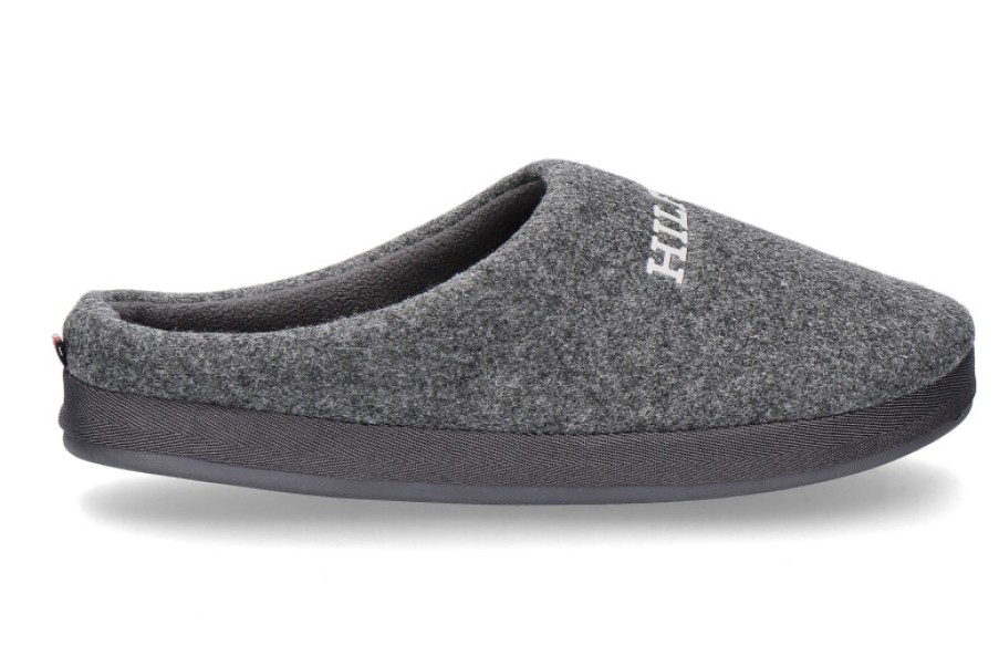 Men scarpa rossa House Slippers | Tommy Hilfiger Herren Hausschuhe Warm Felt -Dark Ash