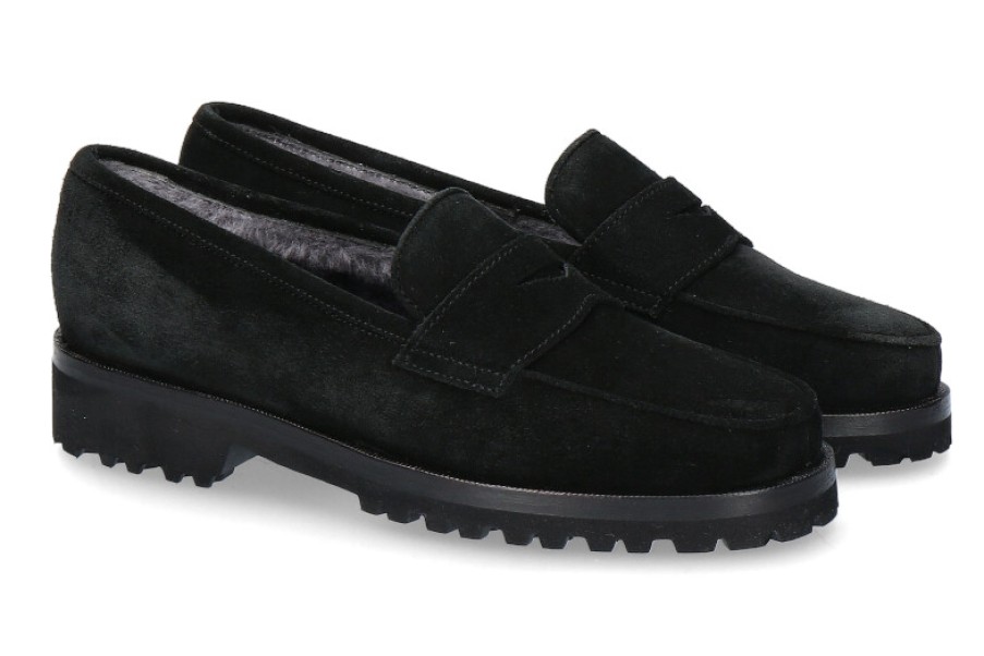 Women scarpa rossa Moccasins | Unutzer Slipper Lined Velour Nero