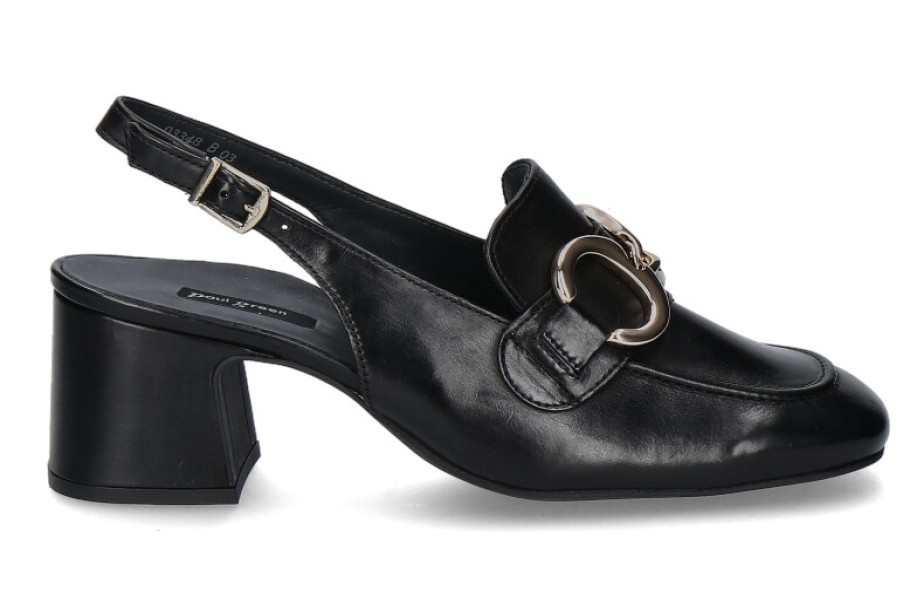 Women scarpa rossa Loafers | Paul Green Sling Pumps Foulard Schwarz