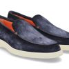 Men scarpa rossa Loafers | Santoni Herren-Slipper Detroit Velours- Blau