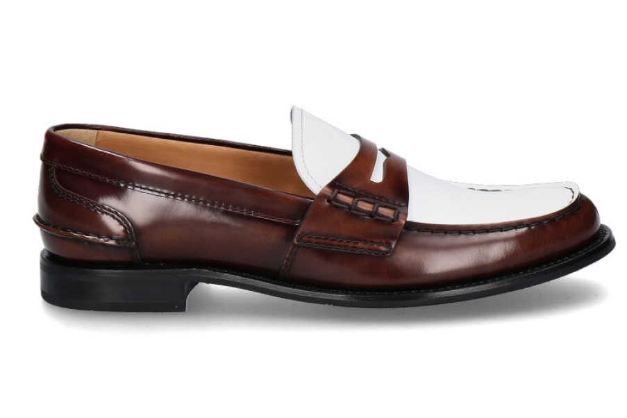 Women scarpa rossa Flats | Church'S Loafer Pembrey Polished Bicolor- Tabac/White