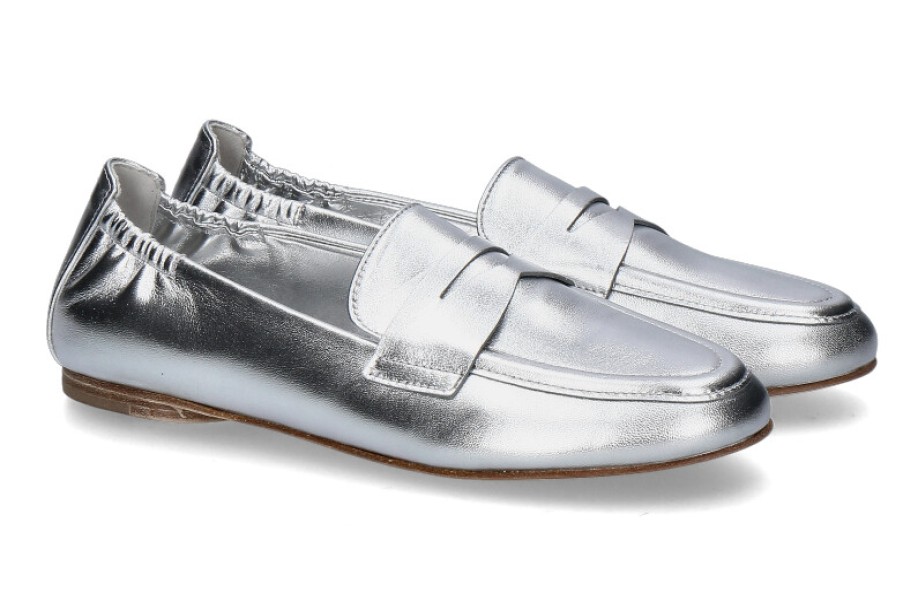 Women scarpa rossa Flats | Kennel & Schmenger Loafer Billy Nappa- Silver