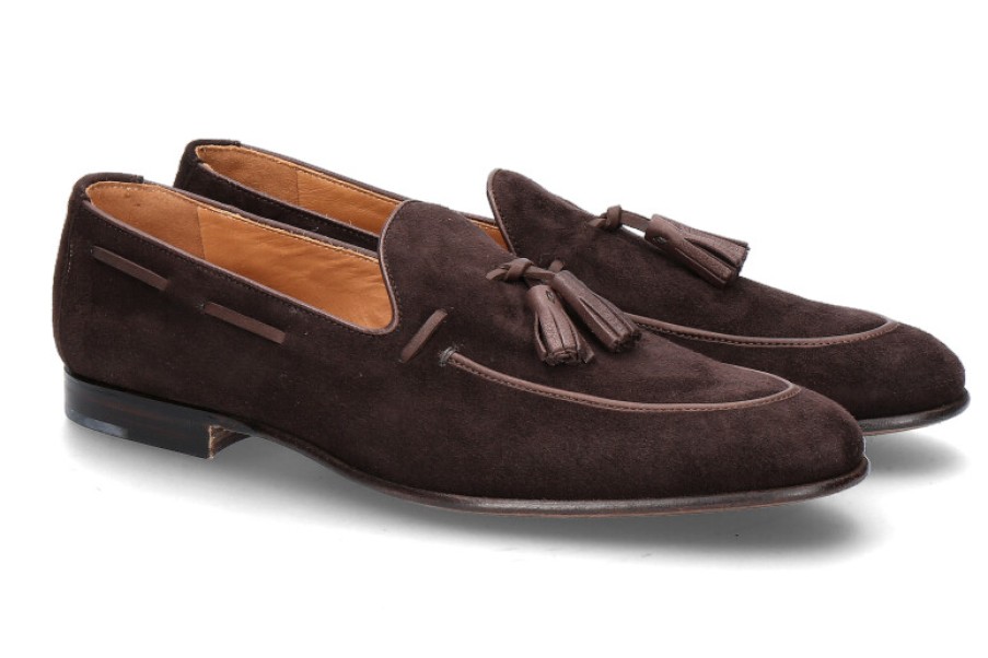 Men scarpa rossa Loafers | Moreschi Loafer Baviera Cuoio Testa Di Moro