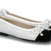 Women scarpa rossa Ballet Flats | Mania Ballerina 911 Camoscio- Schwarz/Weiss