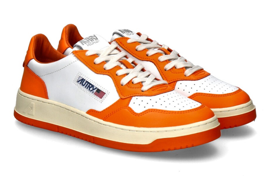 Men scarpa rossa Sneakers | Autry Herren-Sneaker Medalist Leather Wb06- White/Orange