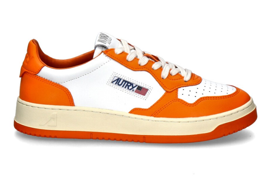 Men scarpa rossa Sneakers | Autry Herren-Sneaker Medalist Leather Wb06- White/Orange