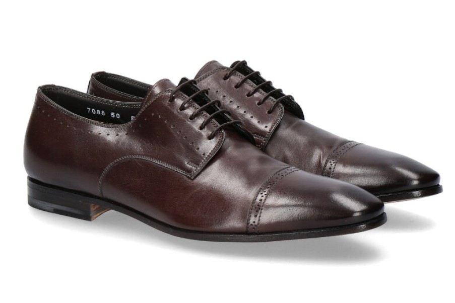 Men scarpa rossa Oxfords | Santoni Lace-Up Leahter Dark Brown