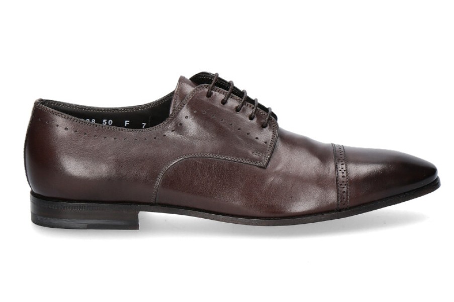 Men scarpa rossa Oxfords | Santoni Lace-Up Leahter Dark Brown