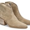 Women scarpa rossa Ankle Boots | Paul Green Cowboy Bootie Soft Suede- Grain Beige