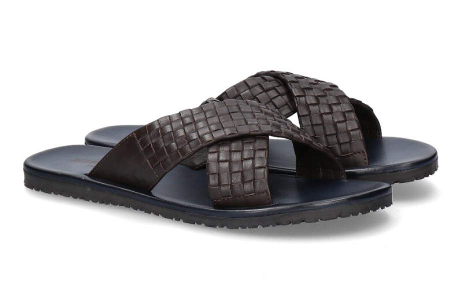 Men scarpa rossa Sandals | Emozioni Mule Leather Dark Brown