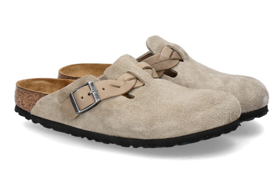 Women scarpa rossa Mules | Birkenstock Clogs Boston Schmal Braided- Taupe