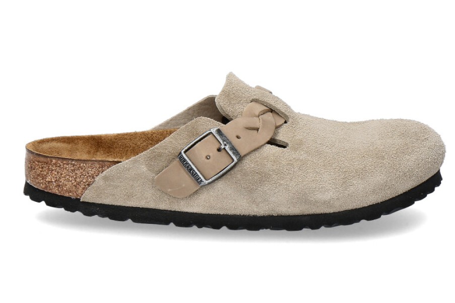 Women scarpa rossa Mules | Birkenstock Clogs Boston Schmal Braided- Taupe