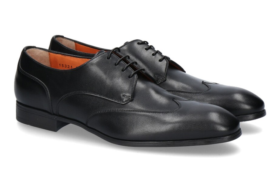 Men scarpa rossa Oxfords | Santoni Lace-Up Leather Black