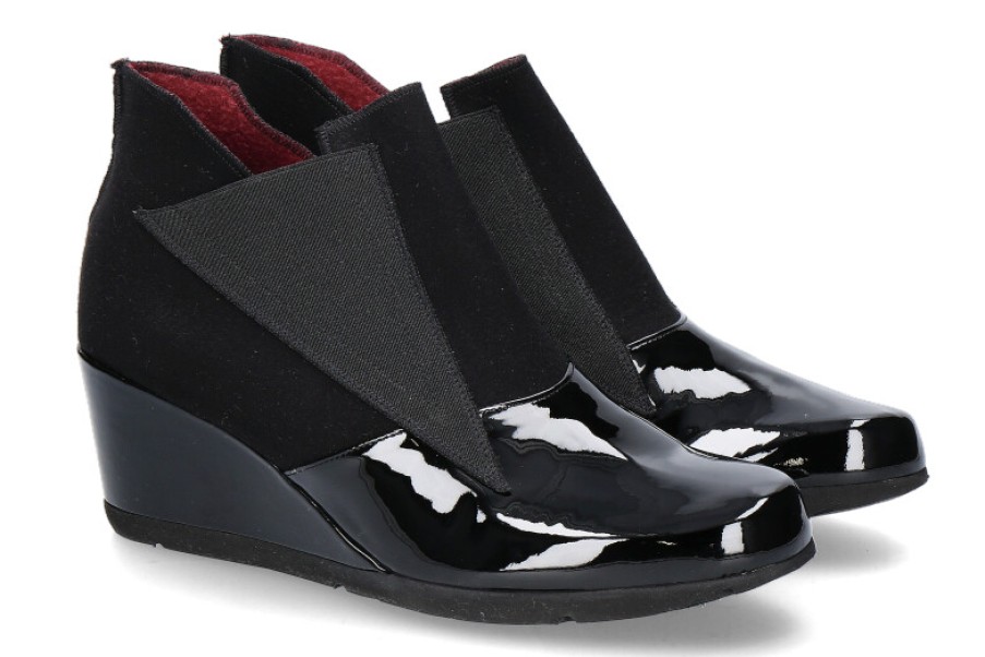 Women scarpa rossa Wedges | Thierry Rabotin Wedge Ankle Boots Isidoro Lack Nero