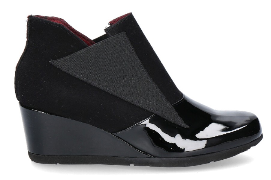 Women scarpa rossa Wedges | Thierry Rabotin Wedge Ankle Boots Isidoro Lack Nero