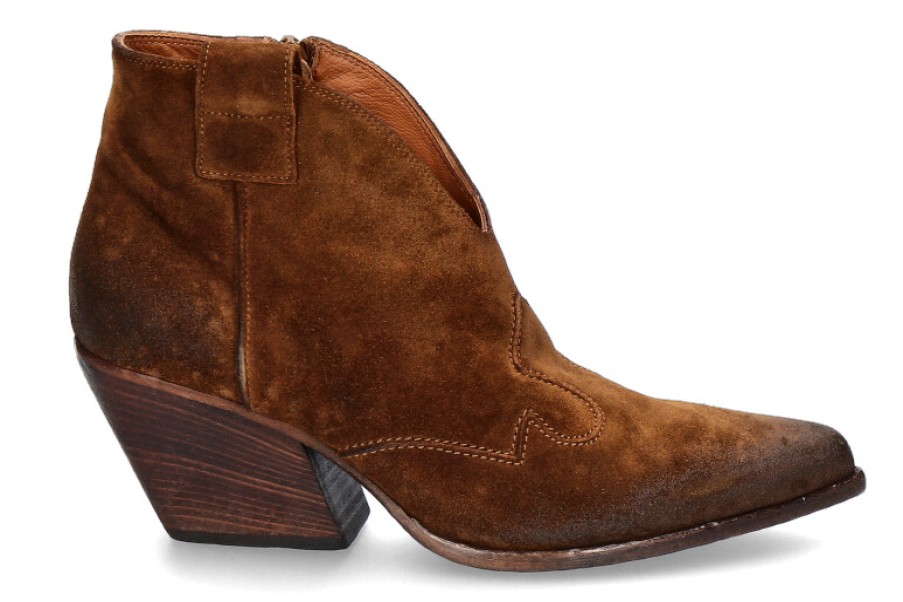 Women scarpa rossa Ankle Boots | Elena Iachi Cowboy- Bootie Hombre Wash- Cognac