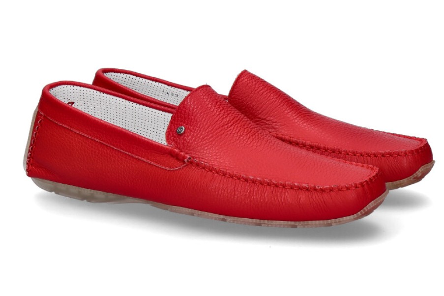 Men scarpa rossa Moccasins | Aldo Brue Moccasin Vitello Cervo Rosso