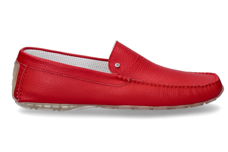 Men scarpa rossa Moccasins | Aldo Brue Moccasin Vitello Cervo Rosso