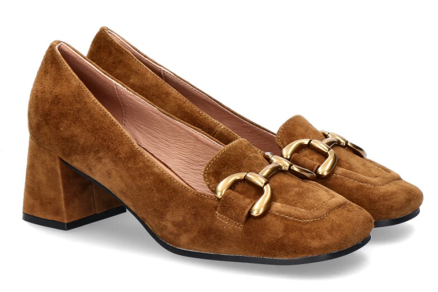 Women scarpa rossa Loafers | Bibi Lou Trotteur Valencia Cuero- Mittelbraun