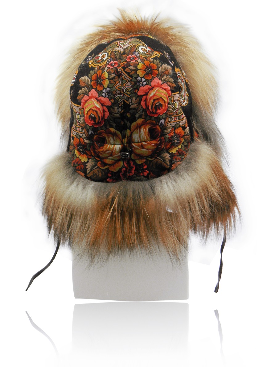 Women scarpa rossa Fur Hats - Aviator Hats | Furland Aviator Cap - Ushanka Flowers - Fox Fur