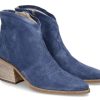 Women scarpa rossa Ankle Boots | Paul Green Cowboy Bootie Soft Suede- Lake Blue