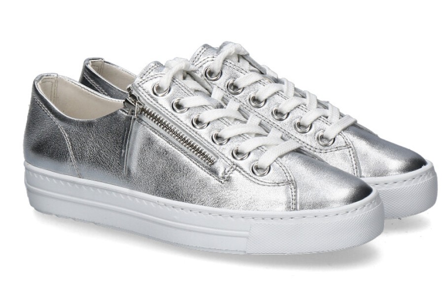 Women scarpa rossa Sneakers | Paul Green Sneaker Nappa Metallic- Alu/ Silber