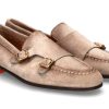 Men scarpa rossa Loafers | Santoni Monk Carlos Velours- Beige/ Braun