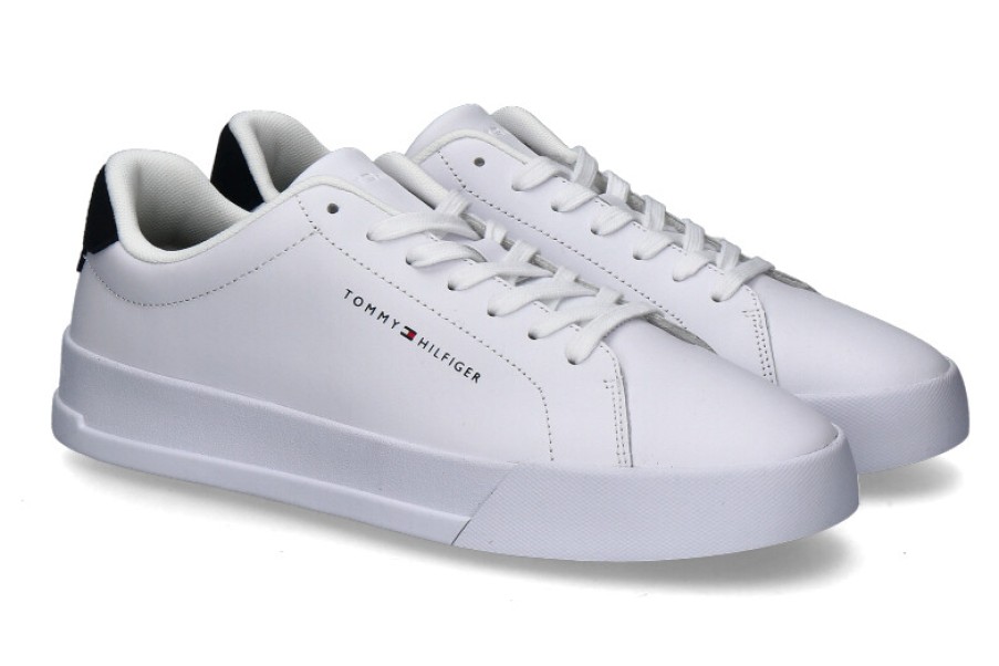 Men scarpa rossa Sneakers | Tommy Hilfiger Herren-Sneaker Th Court Leather- Weiss