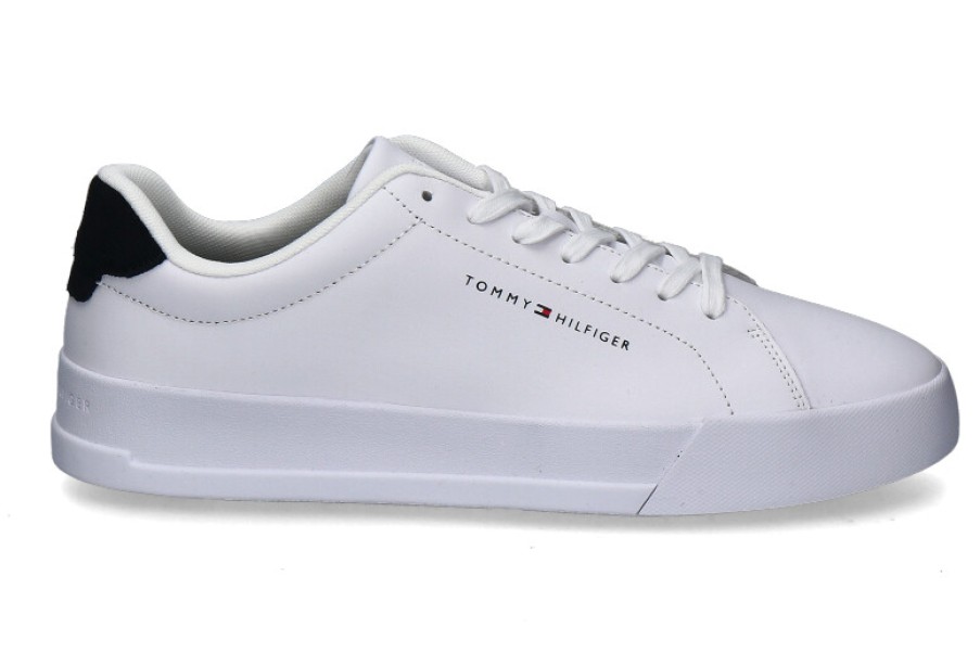 Men scarpa rossa Sneakers | Tommy Hilfiger Herren-Sneaker Th Court Leather- Weiss