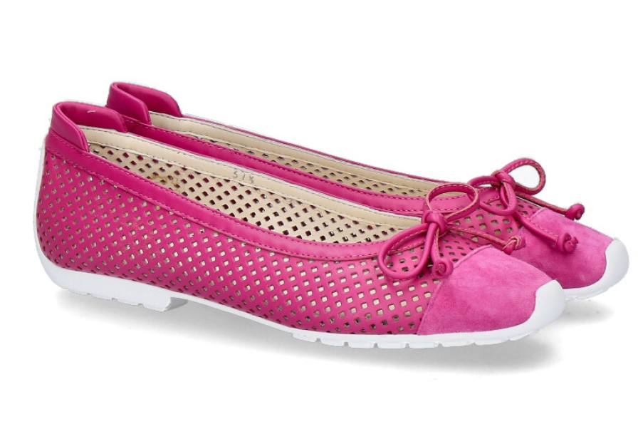 Women scarpa rossa Ballet Flats | Mania Ballerina Perforato Camoscio-Pink