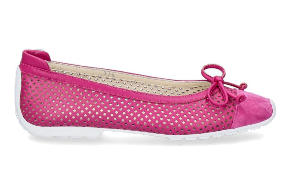 Women scarpa rossa Ballet Flats | Mania Ballerina Perforato Camoscio-Pink