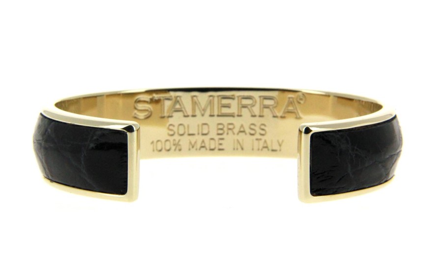 Women scarpa rossa Bracelets | Stamerra Bracelet Vero Genuine Croco Medon Gold Nero