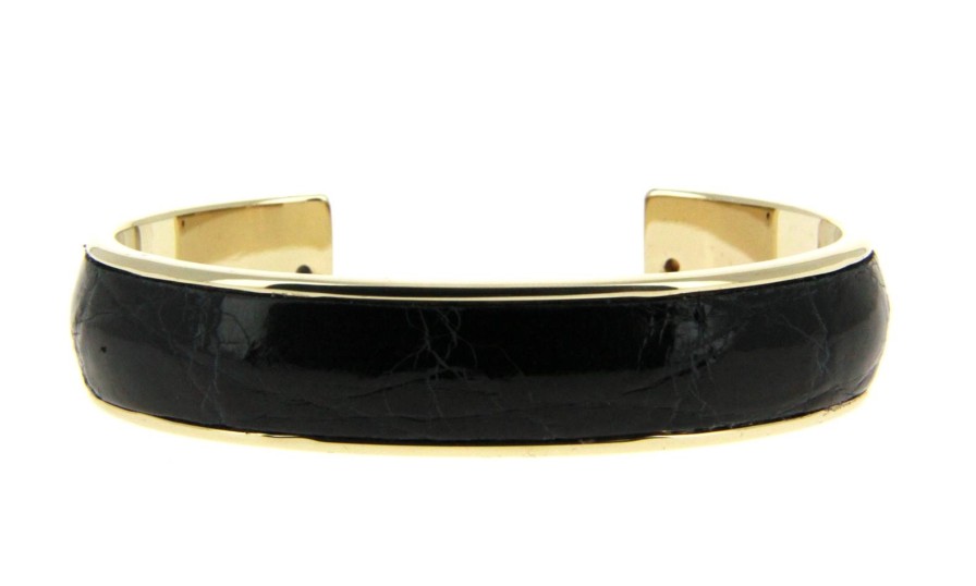 Women scarpa rossa Bracelets | Stamerra Bracelet Vero Genuine Croco Medon Gold Nero