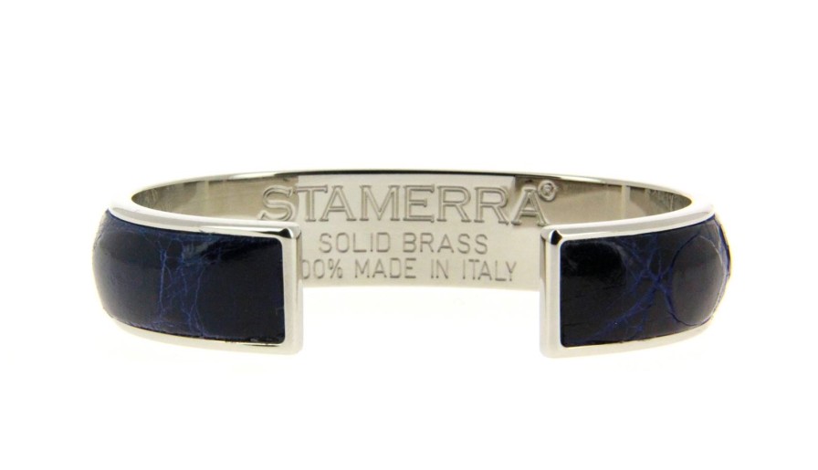 Women scarpa rossa Bracelets | Stamerra Bracelet Vero Genuine Croco Medon Silber Blu