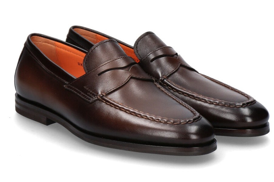 Men scarpa rossa Loafers | Santoni Herren- Slipper Carlos Nappa- Braun