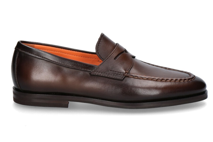 Men scarpa rossa Loafers | Santoni Herren- Slipper Carlos Nappa- Braun