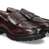 Men scarpa rossa Loafers | Corvari Loafer Gefuttert Diver Marrone- Dunkelbraun