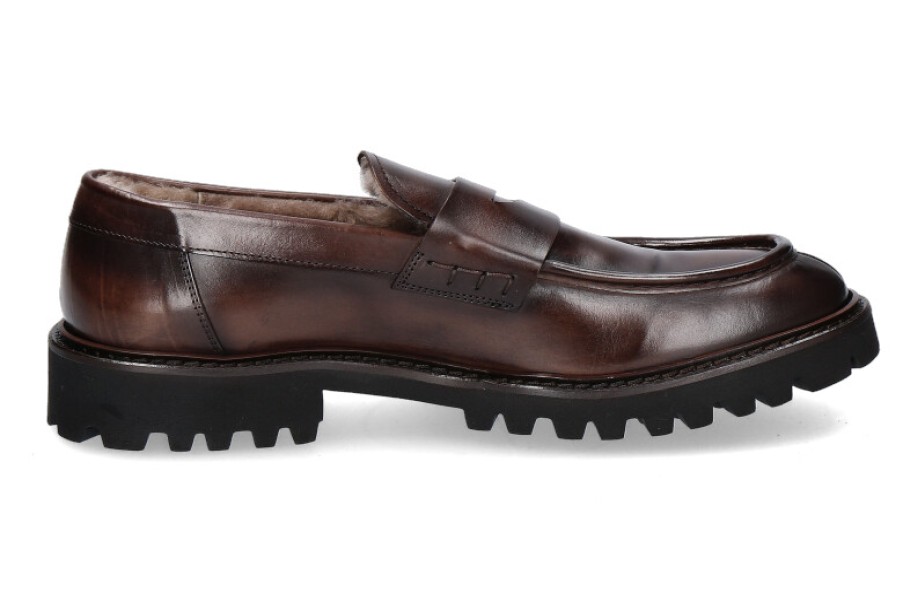 Men scarpa rossa Loafers | Corvari Loafer Gefuttert Diver Marrone- Dunkelbraun