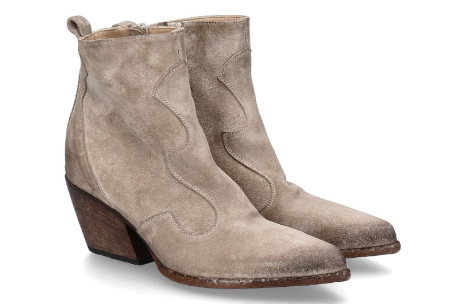 Women scarpa rossa Ankle Boots | Elena Iachi Cowboy- Bootie Velour Wash- Corda