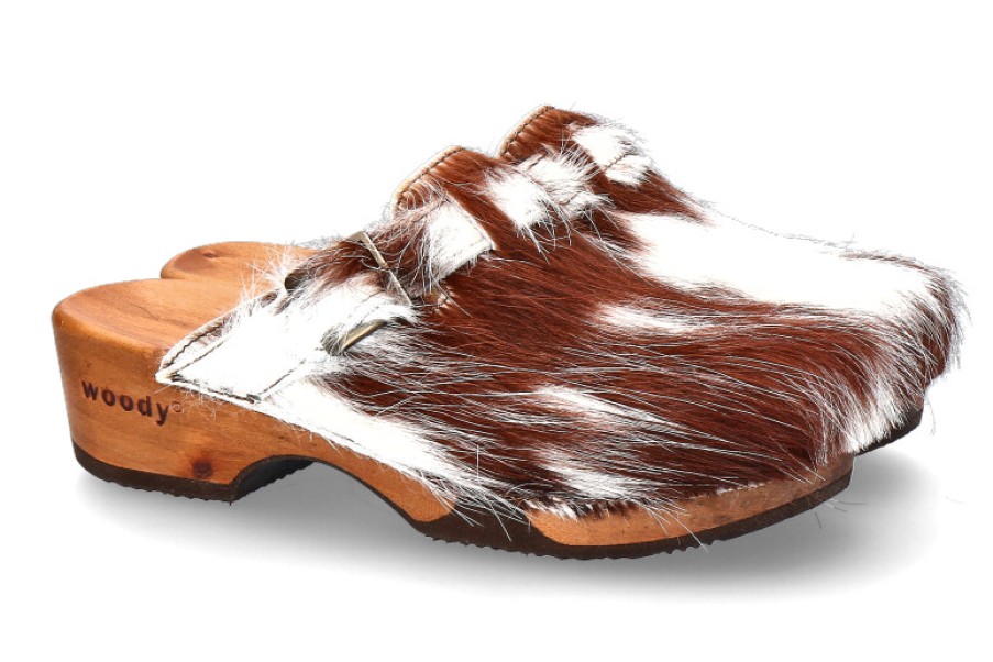 Women scarpa rossa House Slippers | Woody Wooden Clogs Manu Fell Weiss Braun