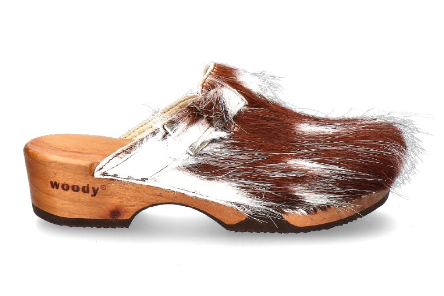 Women scarpa rossa House Slippers | Woody Wooden Clogs Manu Fell Weiss Braun