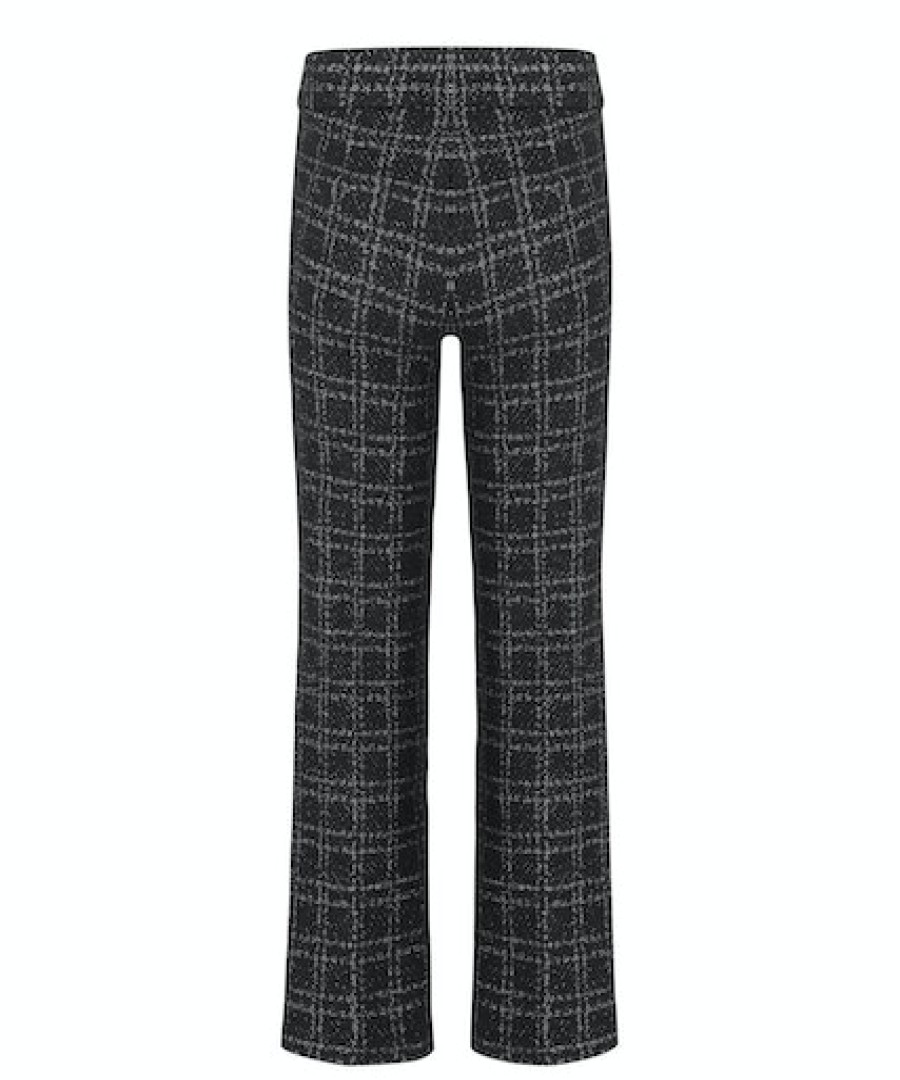 Women scarpa rossa Pants | Cambio Trousers Faith Tweed Lurex Check Jacquard -Tweed Lurex Check Black Silver