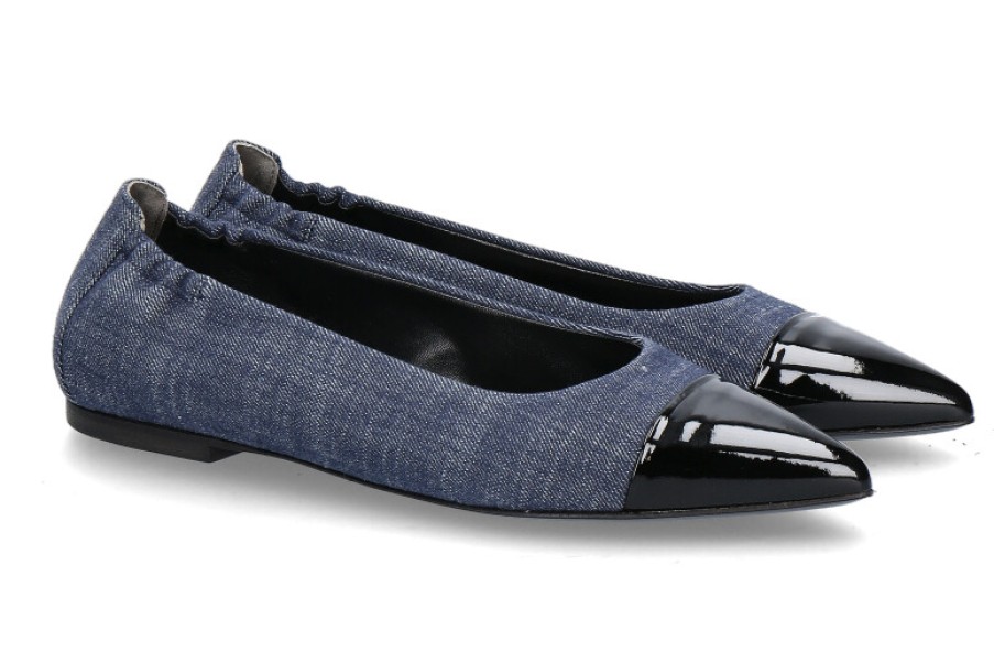 Women scarpa rossa Ballet Flats | Kennel & Schmenger Ballerina Greta Softlack/Denim- Schwarz/ Indigo Blau