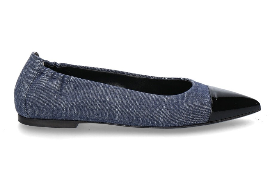 Women scarpa rossa Ballet Flats | Kennel & Schmenger Ballerina Greta Softlack/Denim- Schwarz/ Indigo Blau